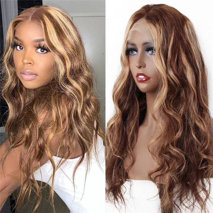 Body Wave Honey Blonde Highlight Lace Frontal Wig