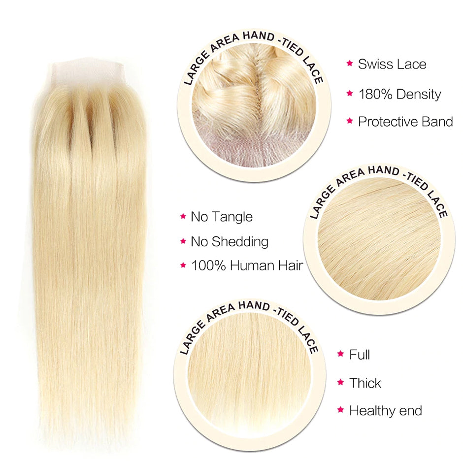 Talktohair 613 Blonde Lace Front Wigs Human Hair 13x4 150% Density Straight Lace Frontal Wig