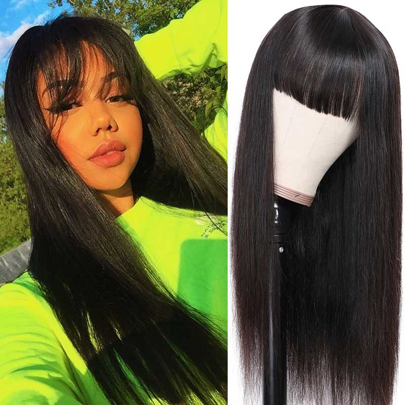 180% Straight No Lace Wig with Bangs