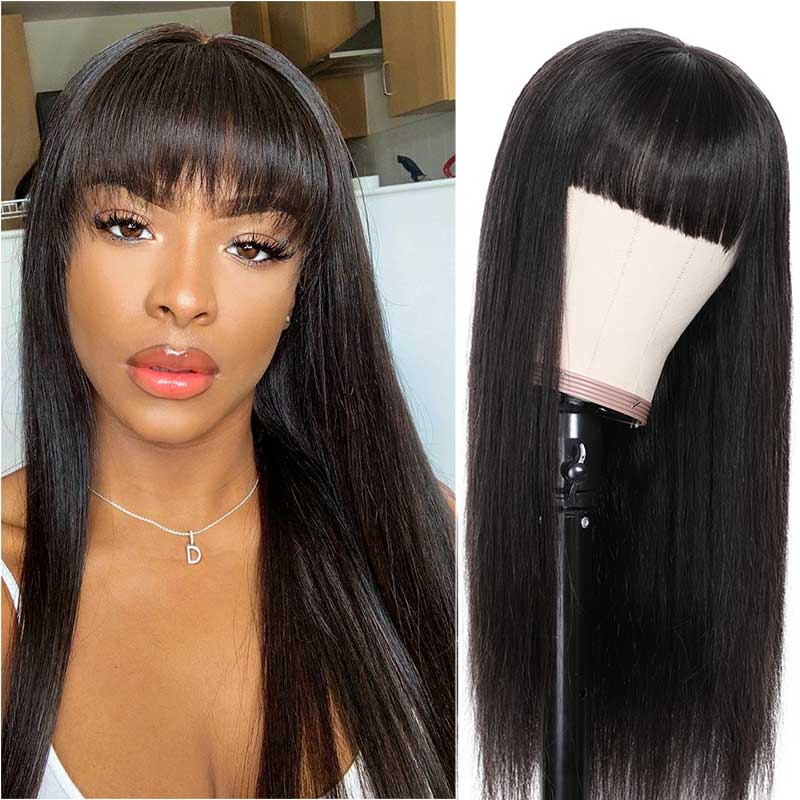 180% Straight No Lace Wig with Bangs