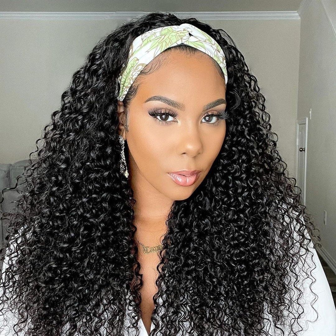 Talktohair Headband Wig Deep Wave 18 inch Human Hair Wigs None Lace Front Wigal