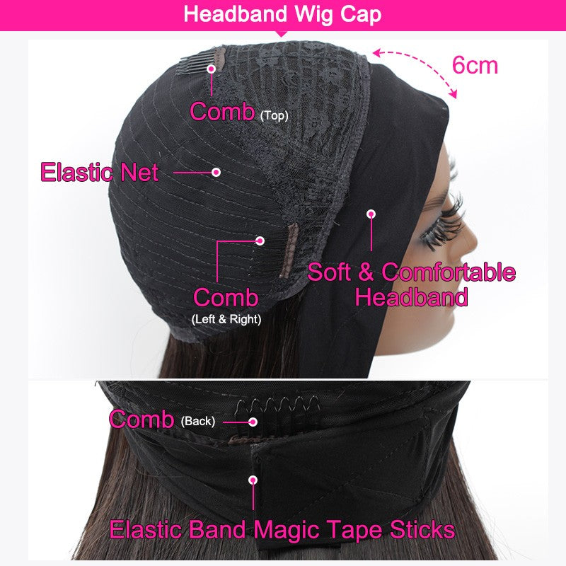 180% Heavy Density Kinky Straight Headband Wig