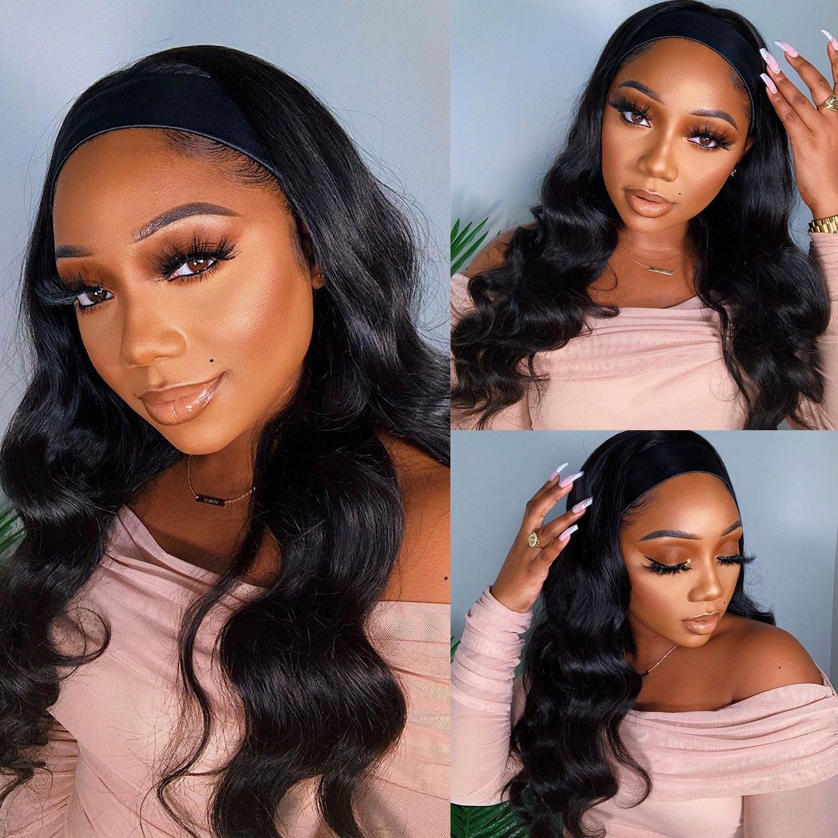 180% Density Body Wave Affordable Headband Wig