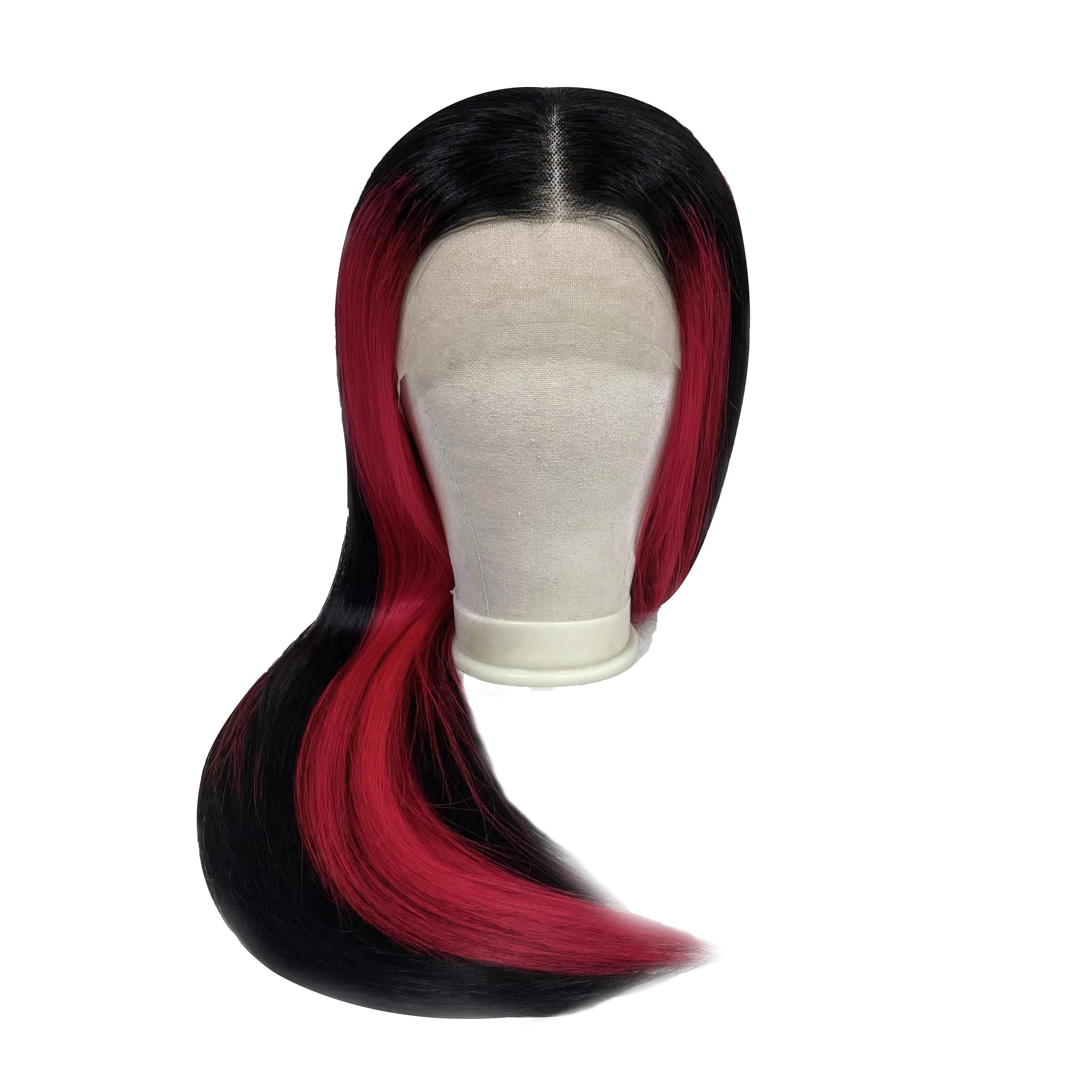 Red Mix Black Hair Long Straight 13*4 inch HD Lace Wig