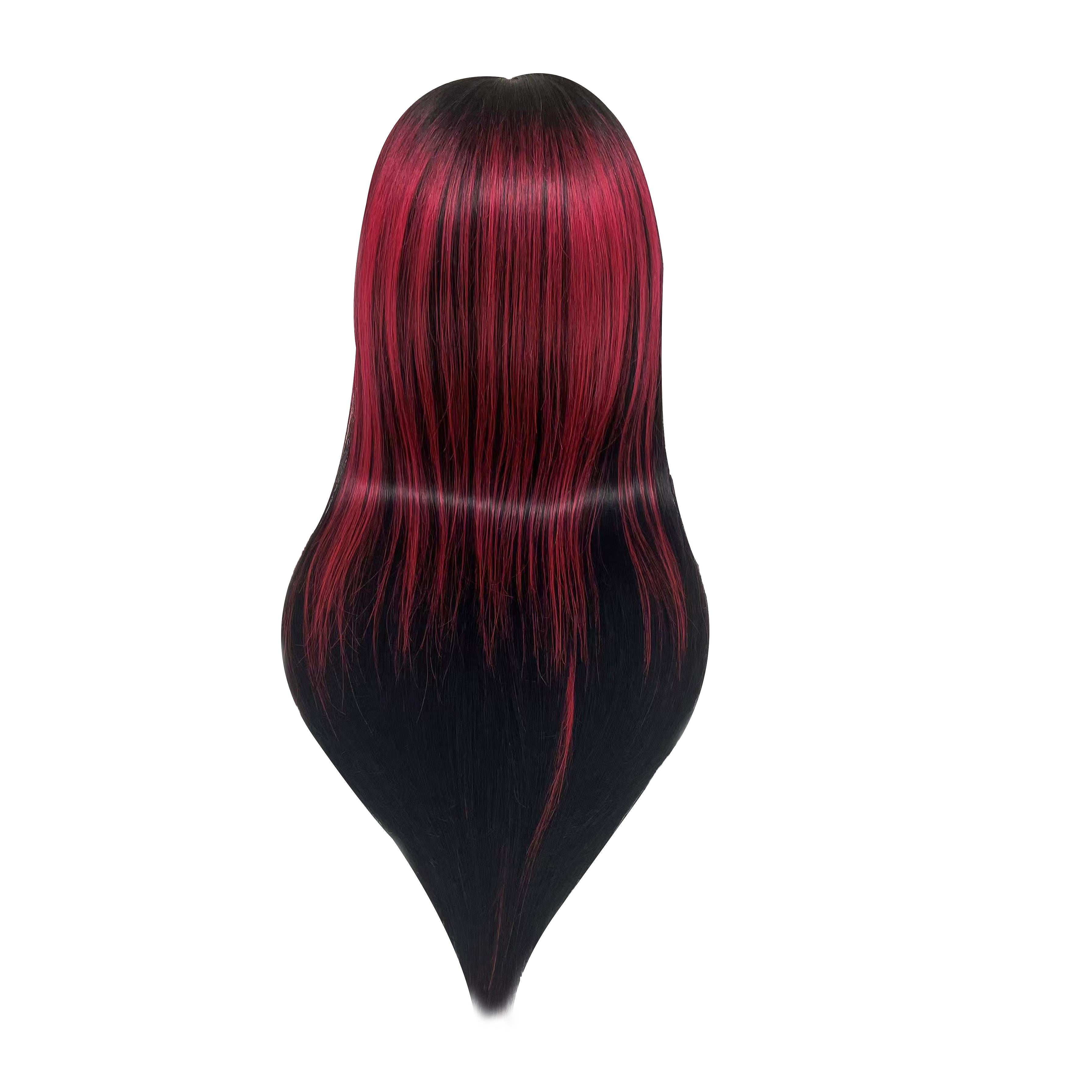 Red Mix Black Hair Long Straight 13*4 inch HD Lace Wig