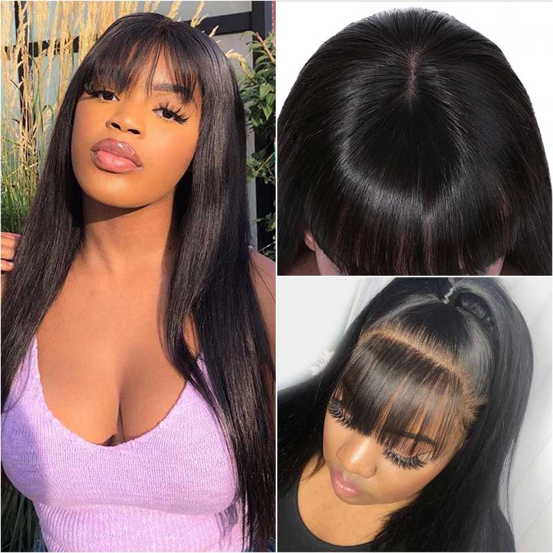 180% Straight No Lace Wig with Bangs