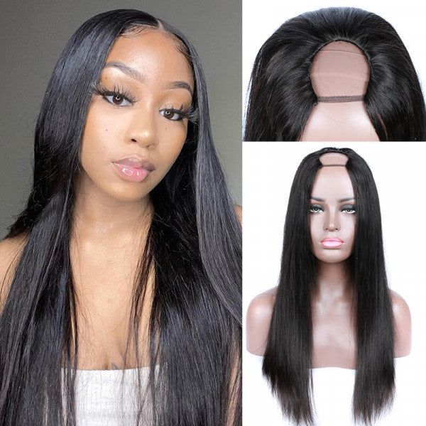 180% U Part Wig Straight Glueless Hair Wig