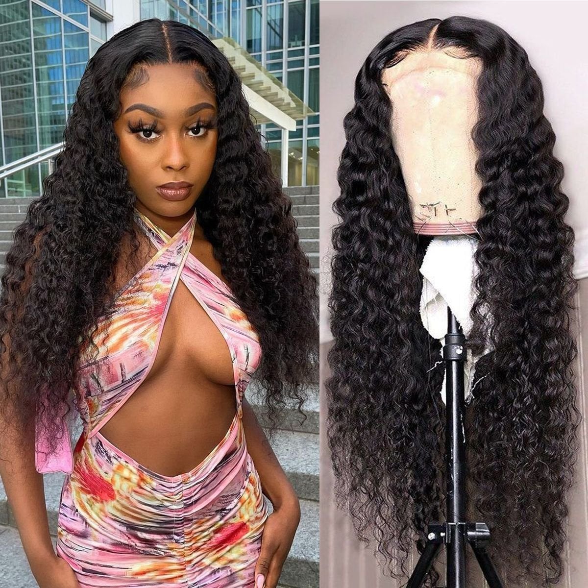 Deep Wave Pre-plucked 360 Lace Frontal Wig