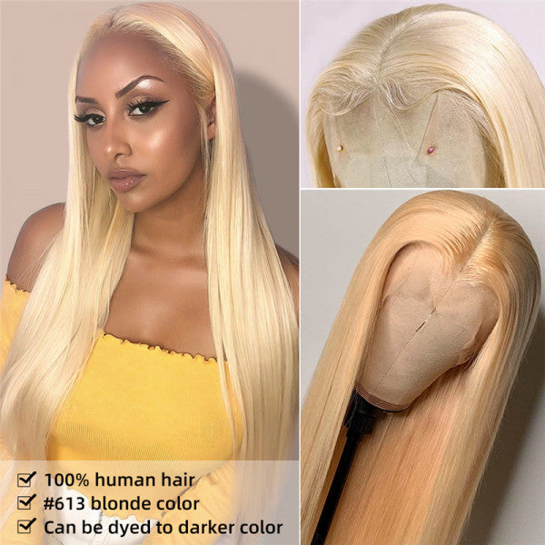 Talktohair 613 Blonde Lace Front Wigs Human Hair 13x4 150% Density Straight Lace Frontal Wig