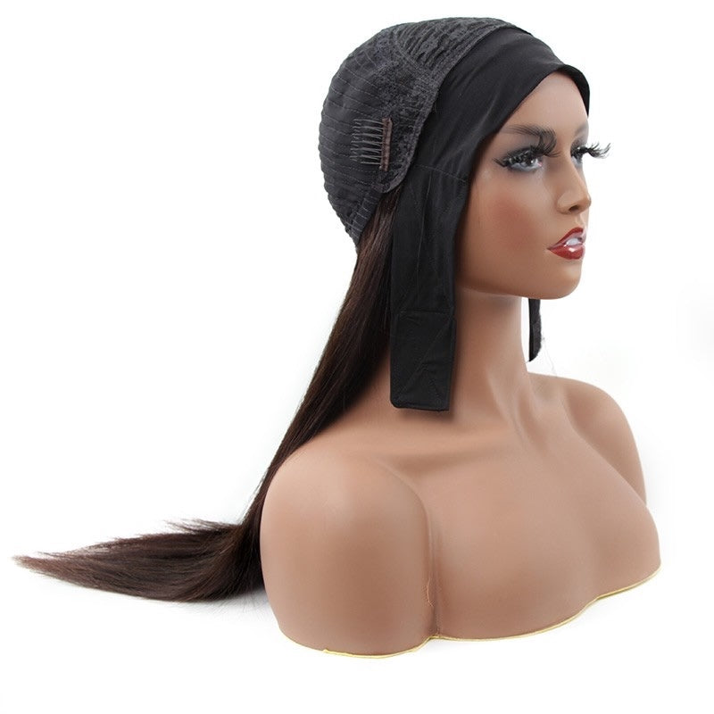 180% Glueless Natural Black Affordable Headband Wig