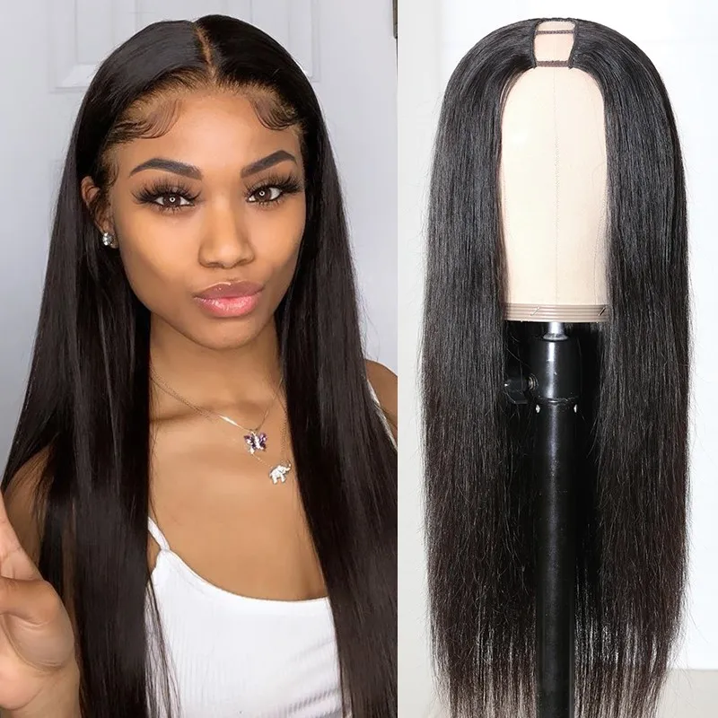 180% U Part Wig Straight Glueless Hair Wig