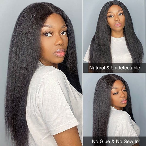 180% Density Kinky Straight V Part/Thin Part Wig