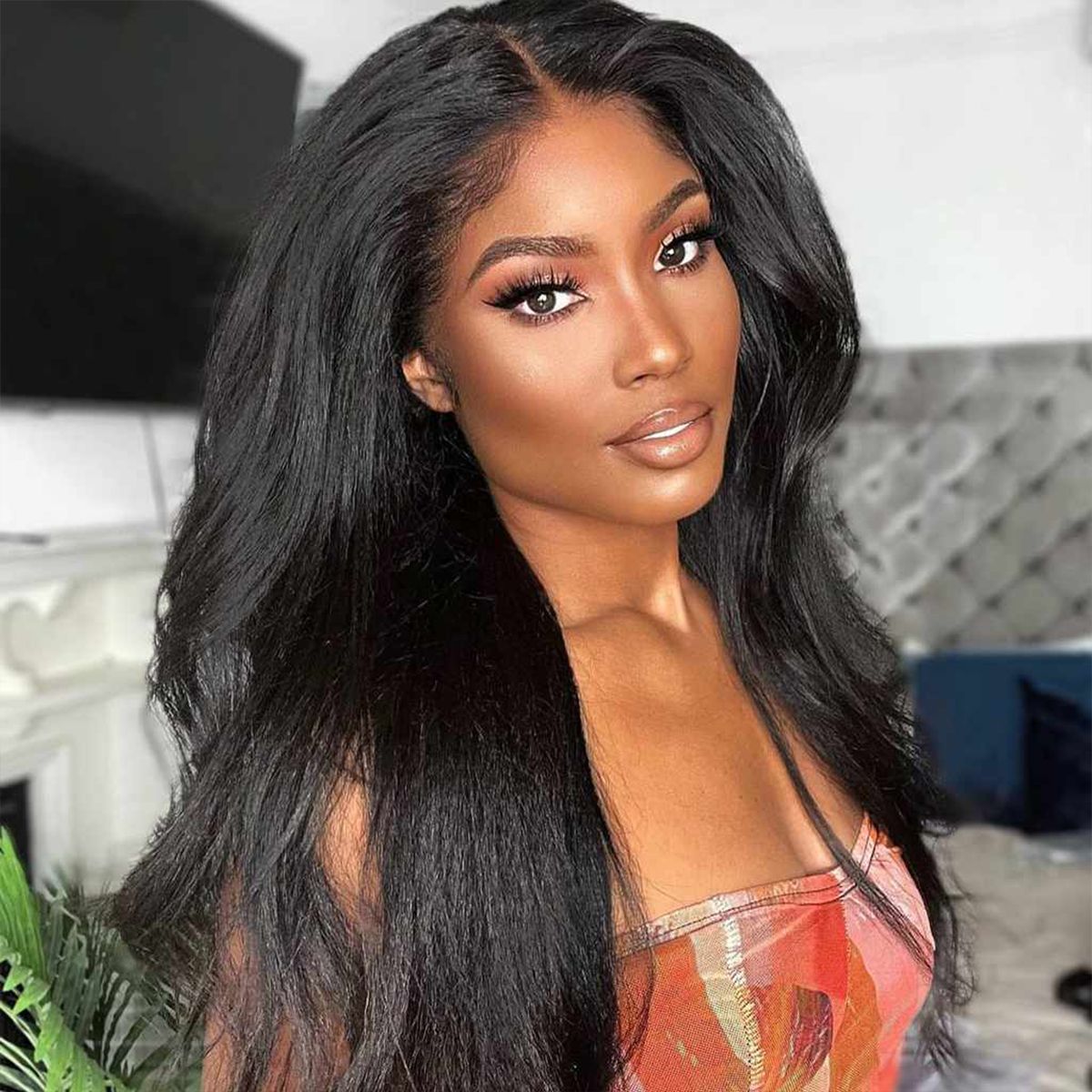 Kinky Straight Transparent 360 Lace Frontal Wig