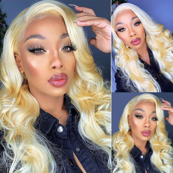 613 Blonde Lace Front Wigs Human Hair Body Wave 13x4 HD Lace 613 Frontal Wig