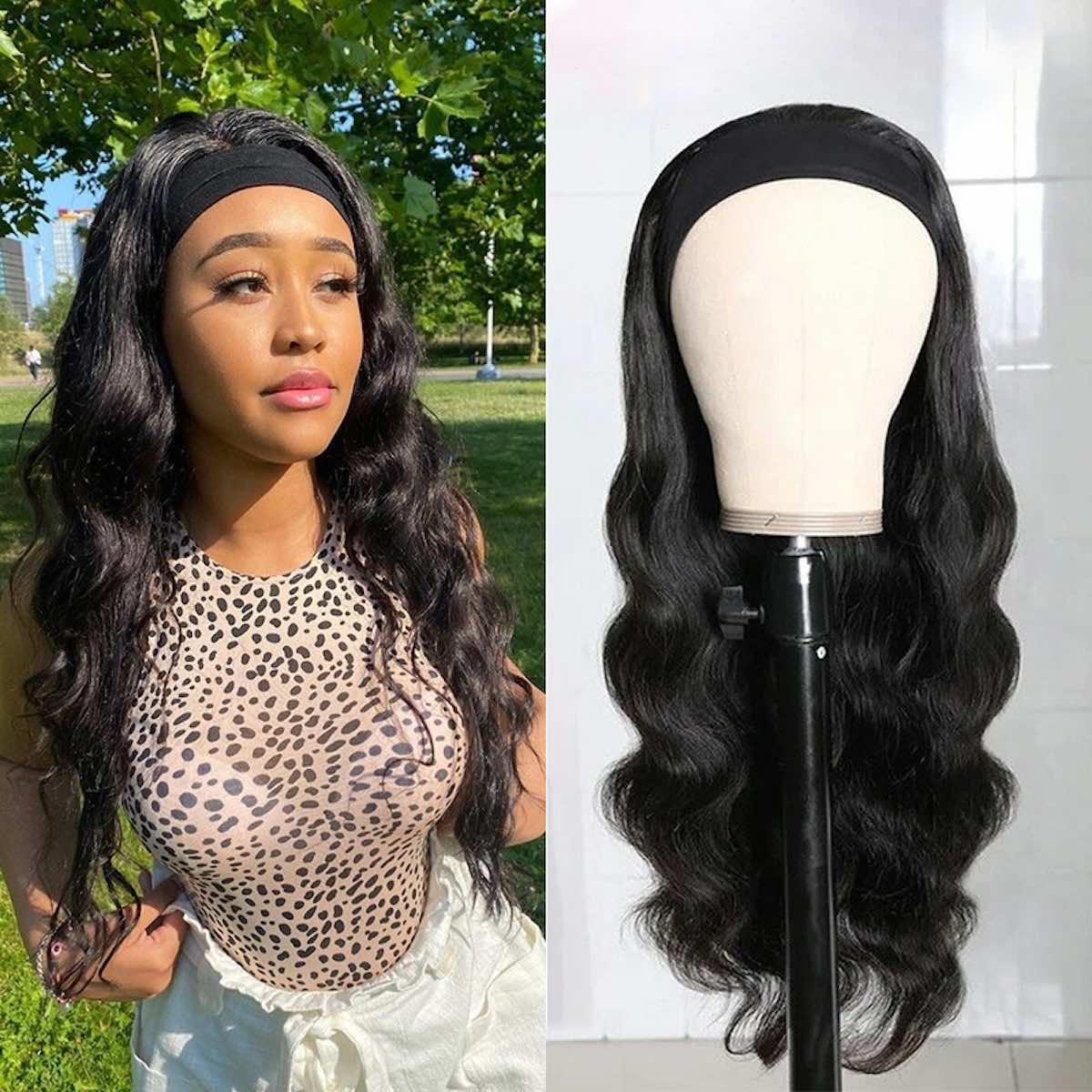 180% Density Body Wave Affordable Headband Wig