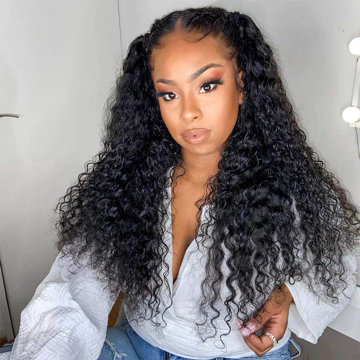 Deep Wave Pre-plucked 360 Lace Frontal Wig