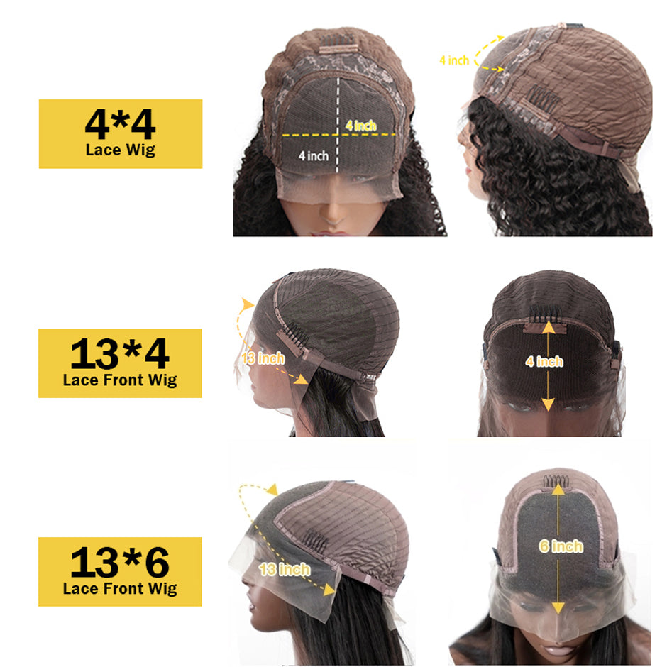 Lace Front Wigs Human Hair Pre Plucked (8 Inch) 13X4 Water Wave Lace Frontal Wigs with Baby Hair 150% Density