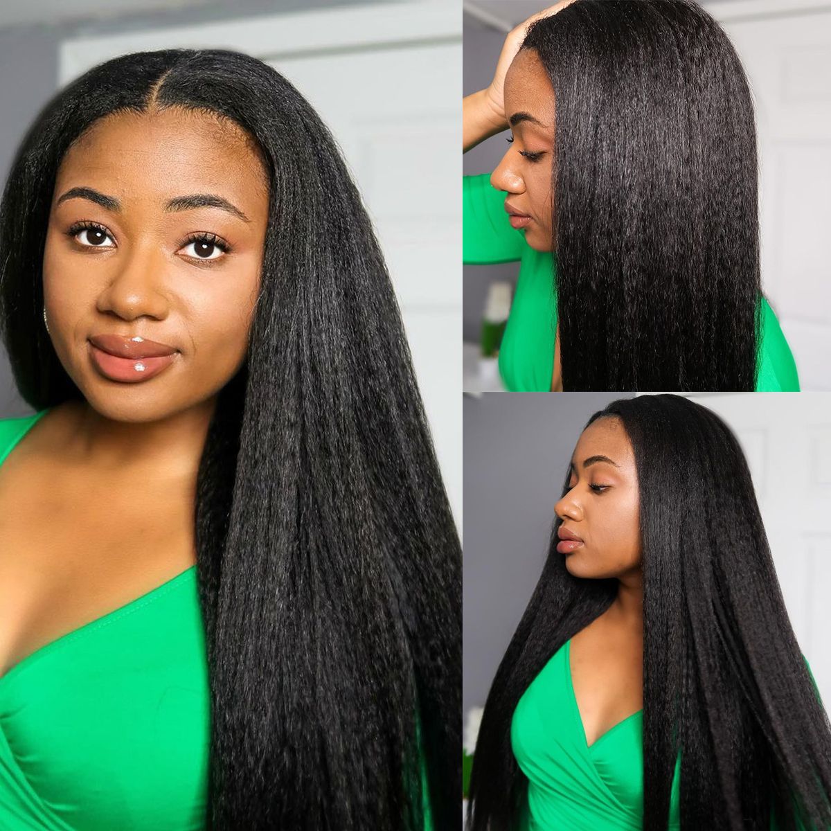 Kinky Straight Transparent 360 Lace Frontal Wig