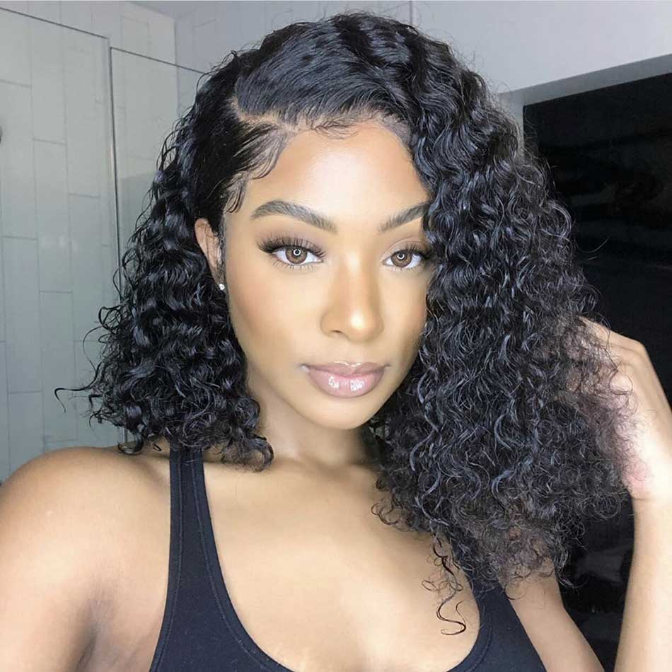 Heavy Density Deep Wave Natural Lace Bob Wig