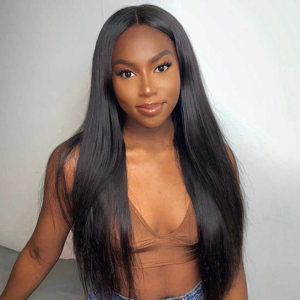 Glueless HD Lace Front Wigs Human Hair Pre Plucked Bleached Knots with Baby Hair 4x4 Straight