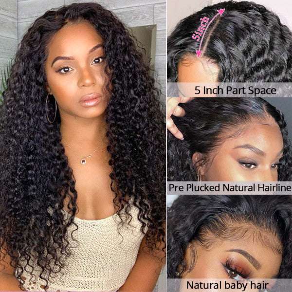 Deep Wave Pre-plucked Human Hair Lace Closure Wig