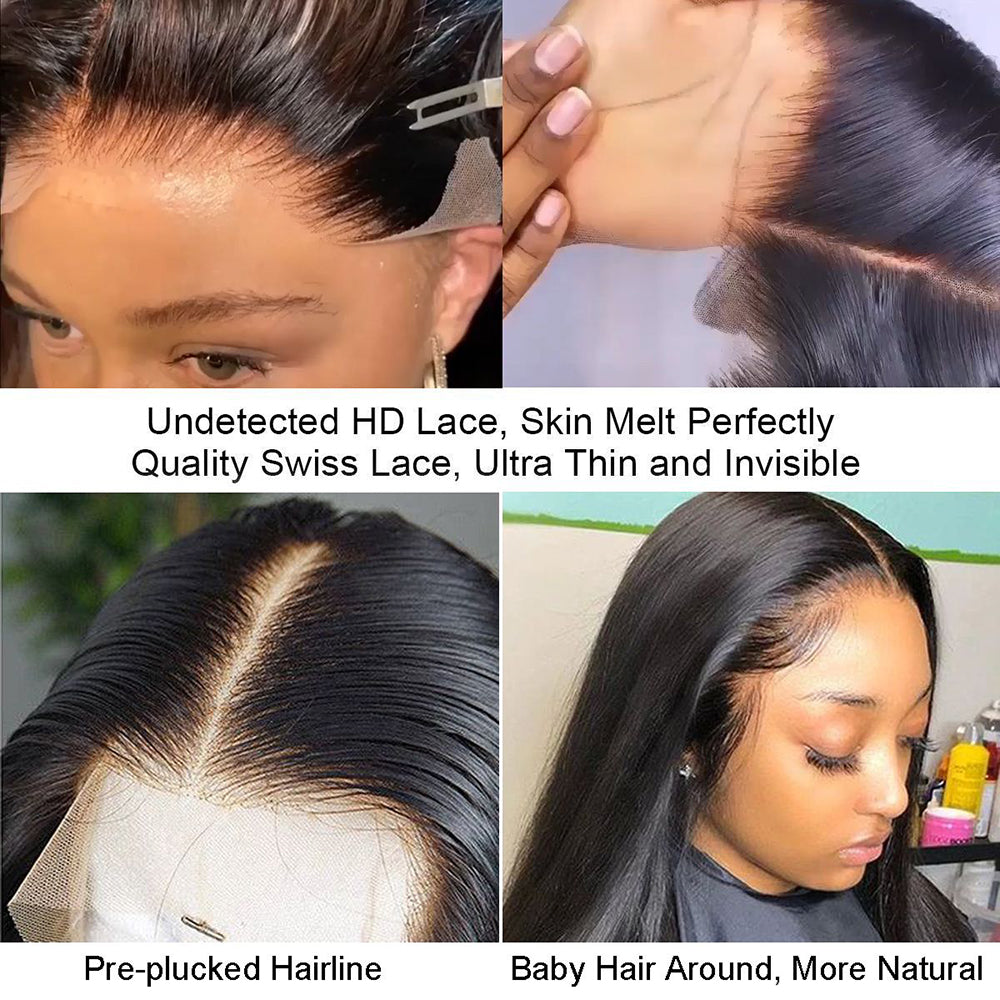 Talktohair 13X6 Glueless Straight Lace Front Wigs Pre Plucked 250% Density