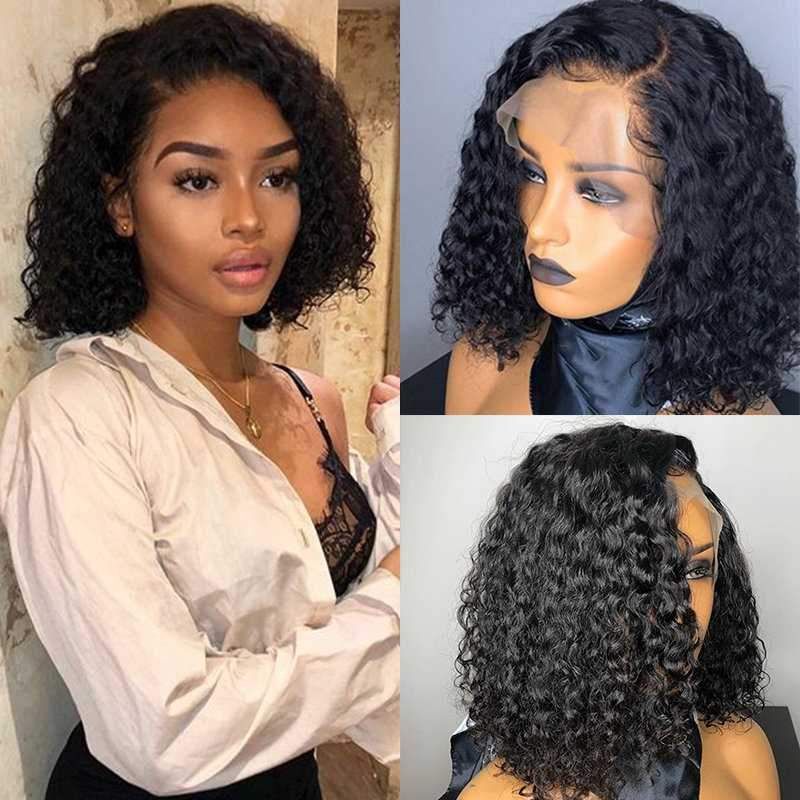 Kinky Curly Heavy Density Transparent Lace Bob Wig