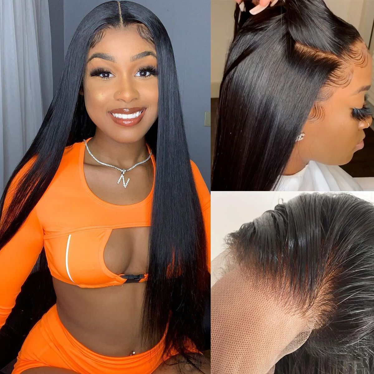 Talktohair 13X6 Glueless Straight Lace Front Wigs Pre Plucked 250% Density