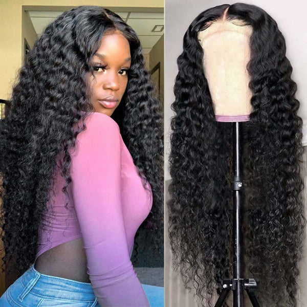 Deep Wave Pre-plucked Human Hair Lace Closure Wig