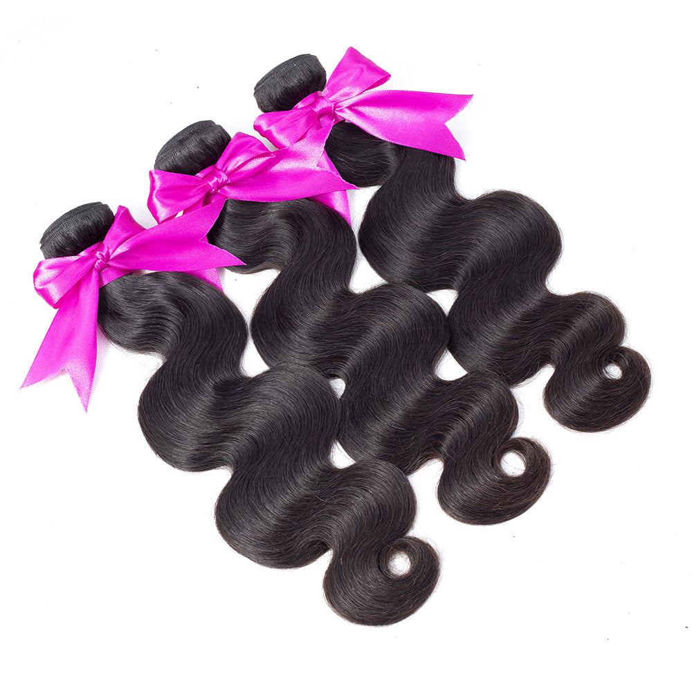 Talktohair Beauty Huaman Hair Body Wave 3 Bundles Hair with 4x4 Lace Closure Hair Natural color