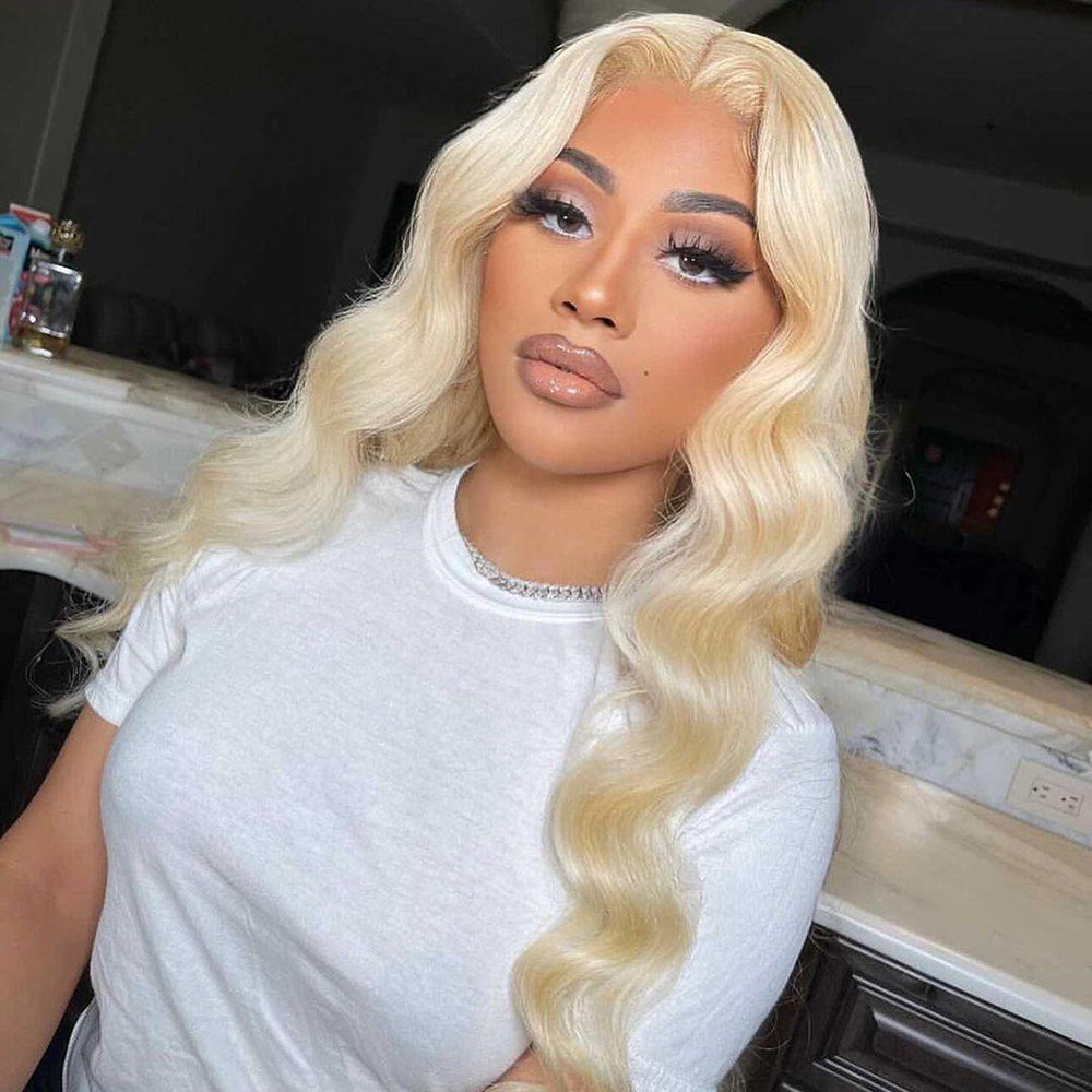 613 Blonde Lace Front Wigs Human Hair Body Wave 13x4 HD Lace 613 Frontal Wig