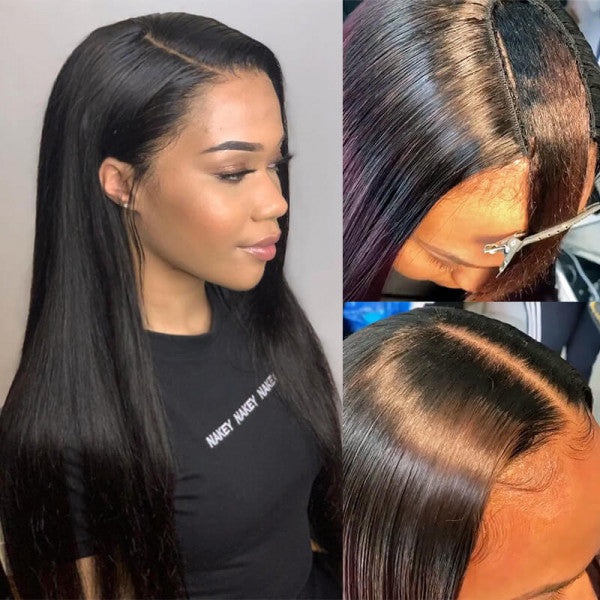 180% U Part Wig Straight Glueless Hair Wig