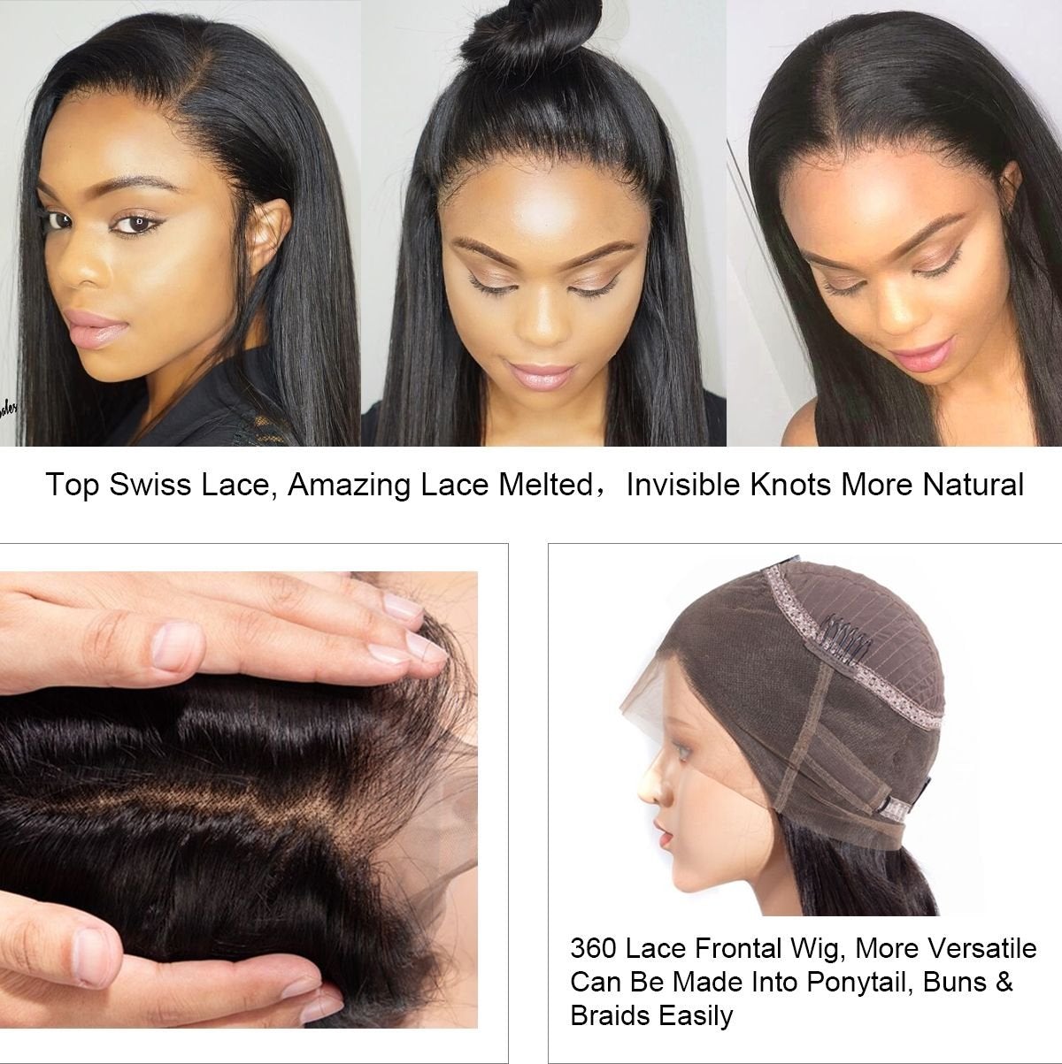 Straight Transparent 360 Lace Frontal Wig