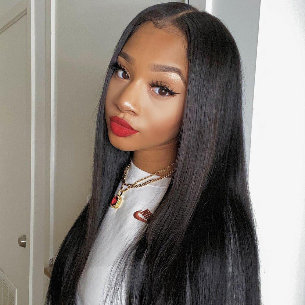 Glueless HD Lace Front Wigs Human Hair Pre Plucked Bleached Knots with Baby Hair 4x4 Straight