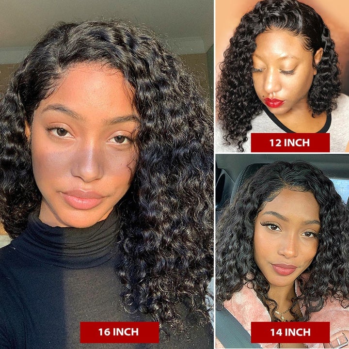 Heavy Density Deep Wave Natural Lace Bob Wig