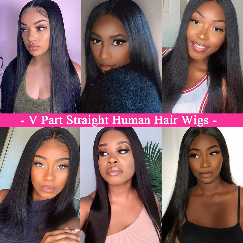 180% Density V Part/Thin Part Straight Glueless Wig