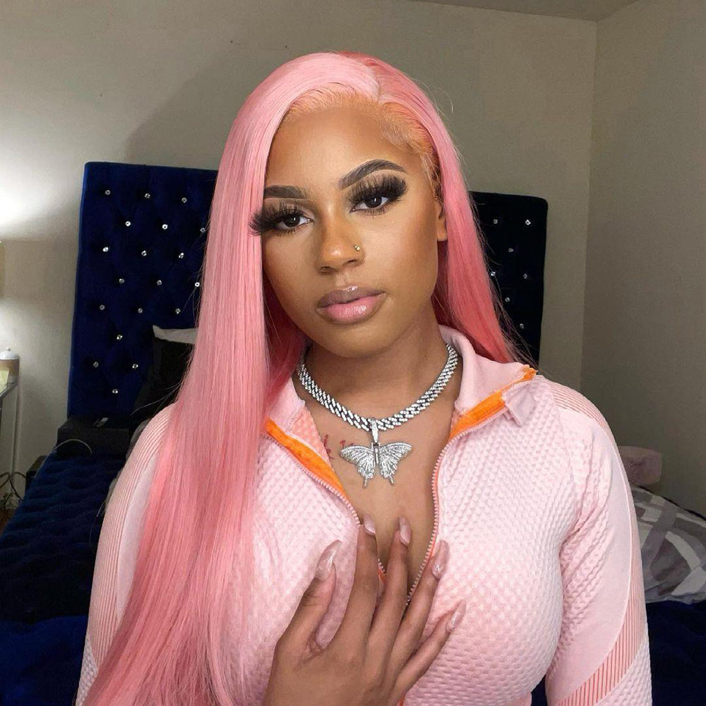 Talktohair Pink 13x4 Transparent Lace Front Wig Straight Wigs For Black Women 30 Inch Lace Wigs