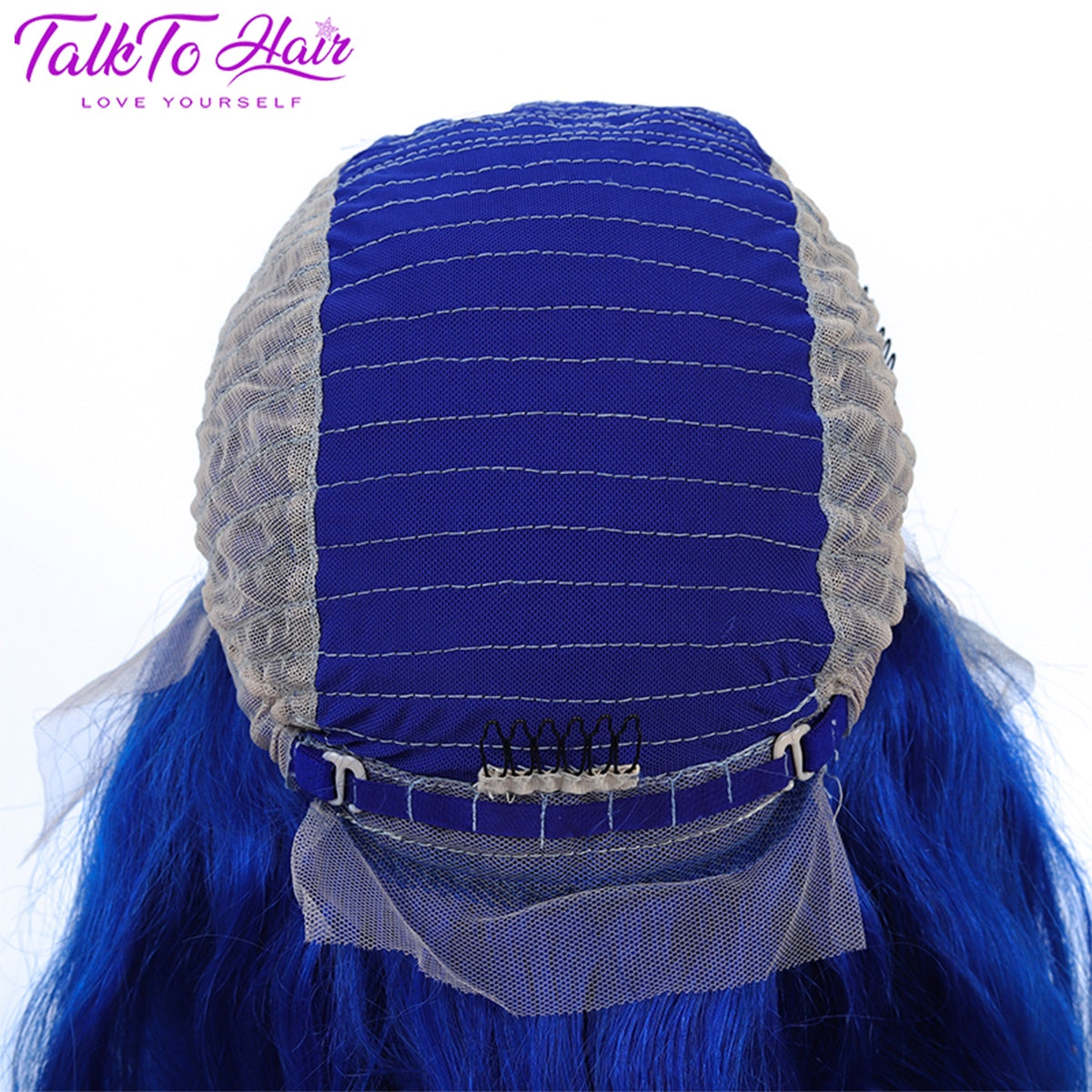 TALKTO Straight Blue Lace Frontal Wig 13*4 Glueless Swiss HD Lace Wigs Human Hair