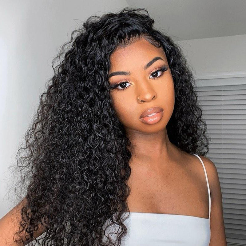 Deep Wave Pre-plucked Human Hair Lace Closure Wig