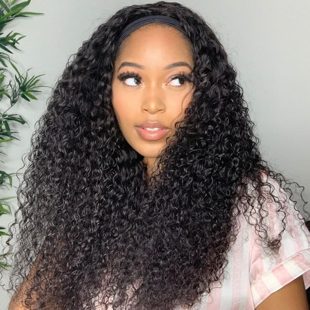 Talktohair Headband Wig Deep Wave 18 inch Human Hair Wigs None Lace Front Wigal