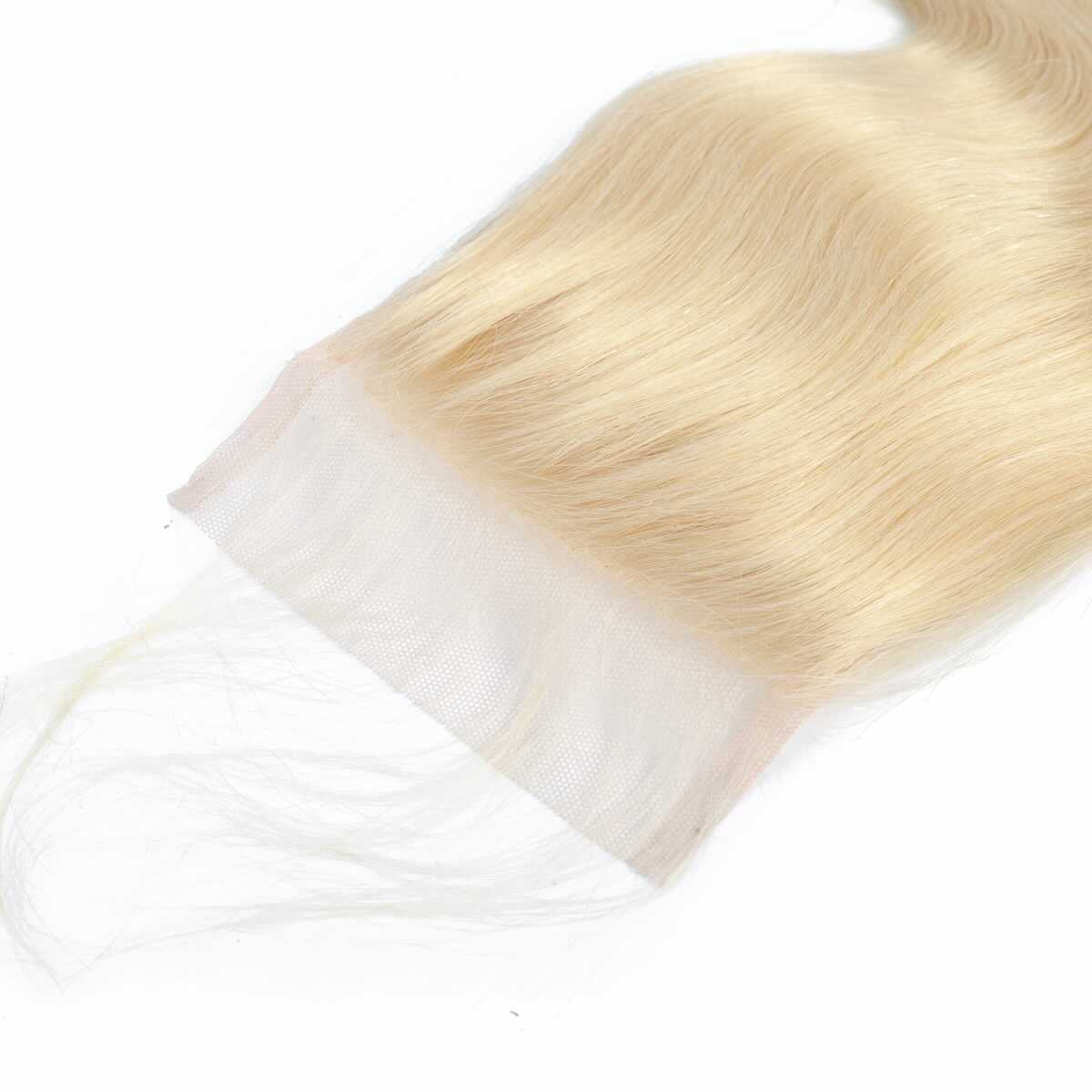 613 Blonde 3Pcs Straight Bundles with 4x4 Lace Closure Hair