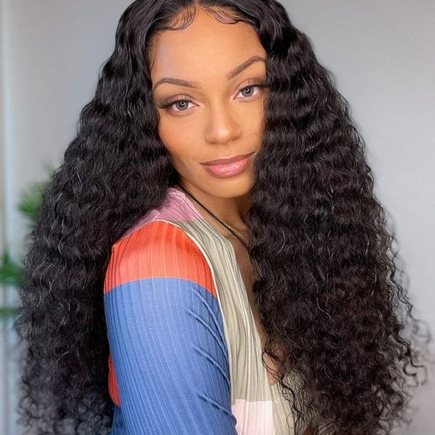 Talktohair 13x4 Water Wave Lace Front Wigs Human Hair 180% Density HD Lace 30 Inch Curly Wigs