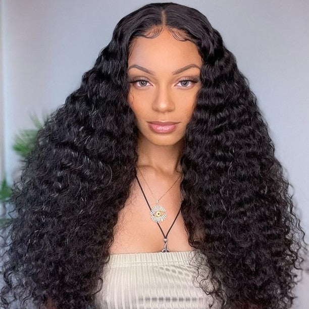 Talktohair 13x4 Water Wave Lace Front Wigs Human Hair 180% Density HD Lace 30 Inch Curly Wigs